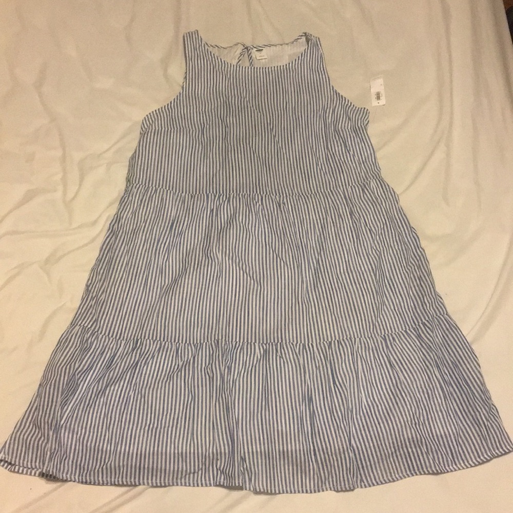 Blue and white striped Old Navy summer dress